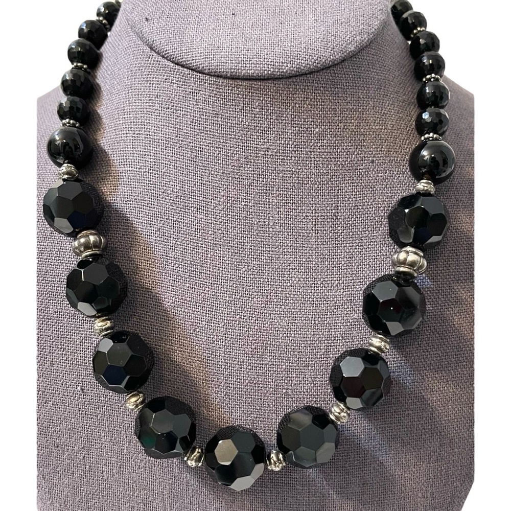 ❤️ Vintage Victorian x Steampunk Chunky Black Beaded Necklace